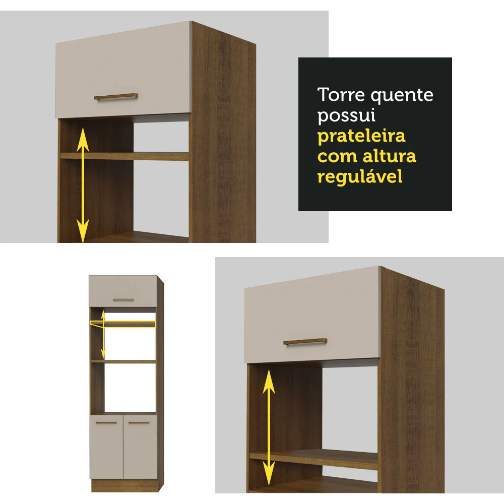 Armário de Cozinha Completa 310 cm Rustic/Crema Agata Madesa 01 - Image 8