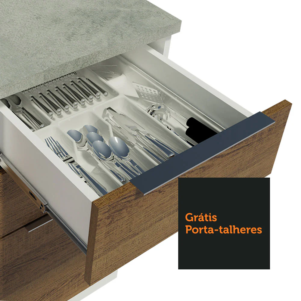 Armário de Cozinha Completa 310cm Branco/Rustic Stella Madesa 03 - Image 8
