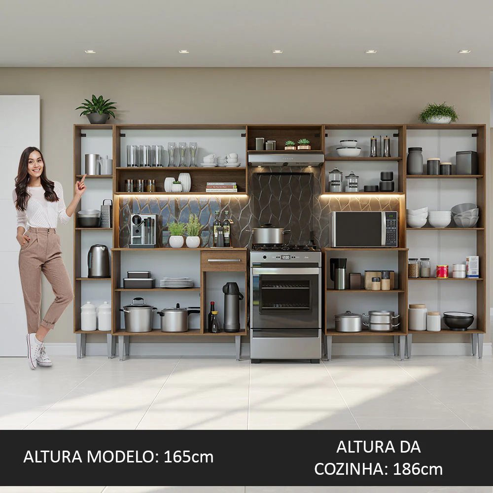 Armário de Cozinha Completa 325cm Rustic Emilly Madesa 02 - Image 5