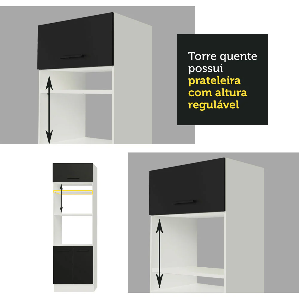 Armário de Cozinha Completa 330cm Branco/Preto Agata Madesa 02 - Image 8
