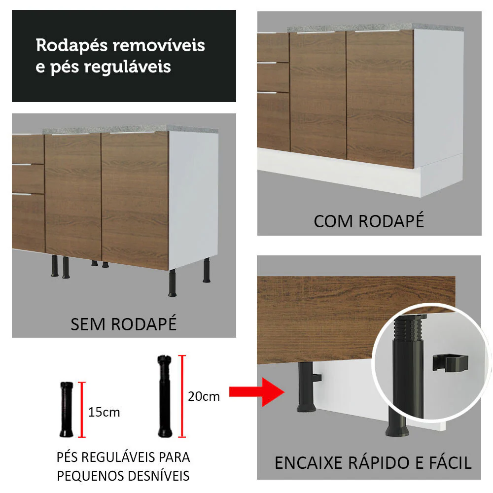 Armário de Cozinha Completa 330cm Branco/Rustic Stella Madesa 05 - Image 10