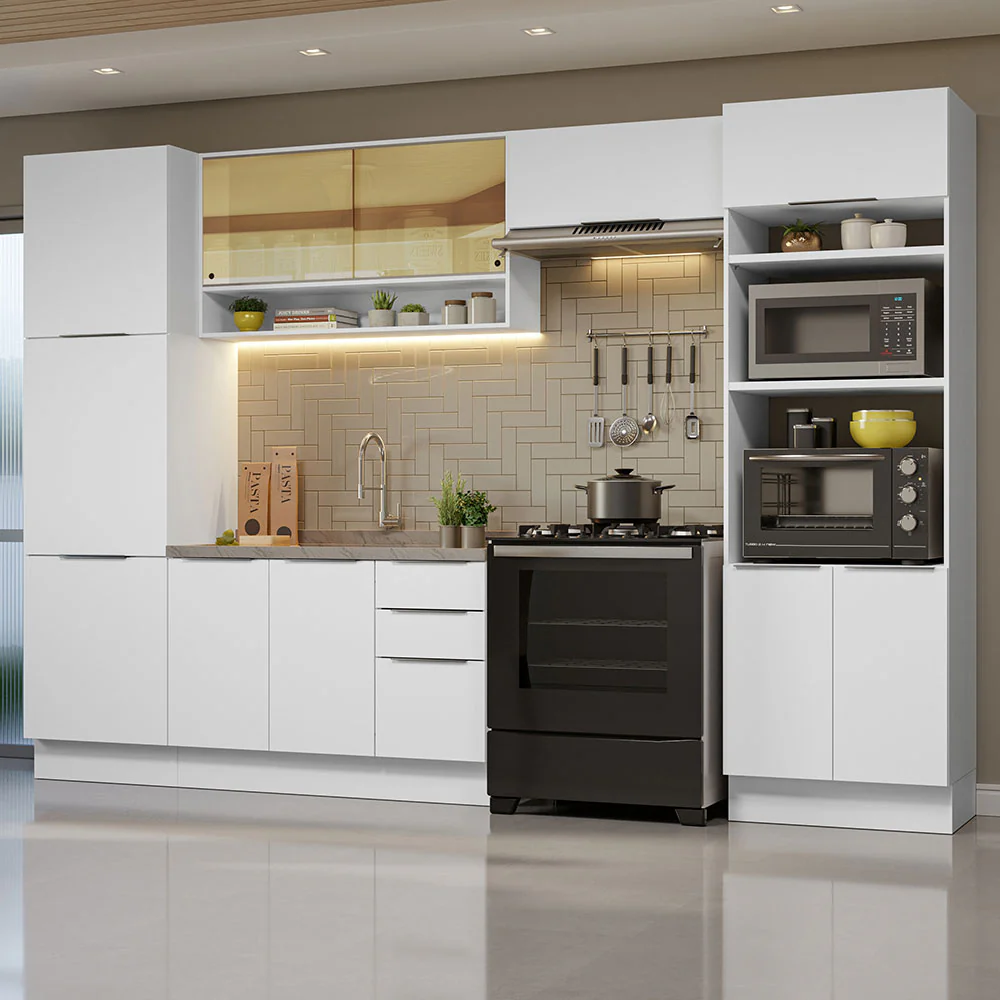 Armário de Cozinha Completa 330cm Branco Stella Madesa 03