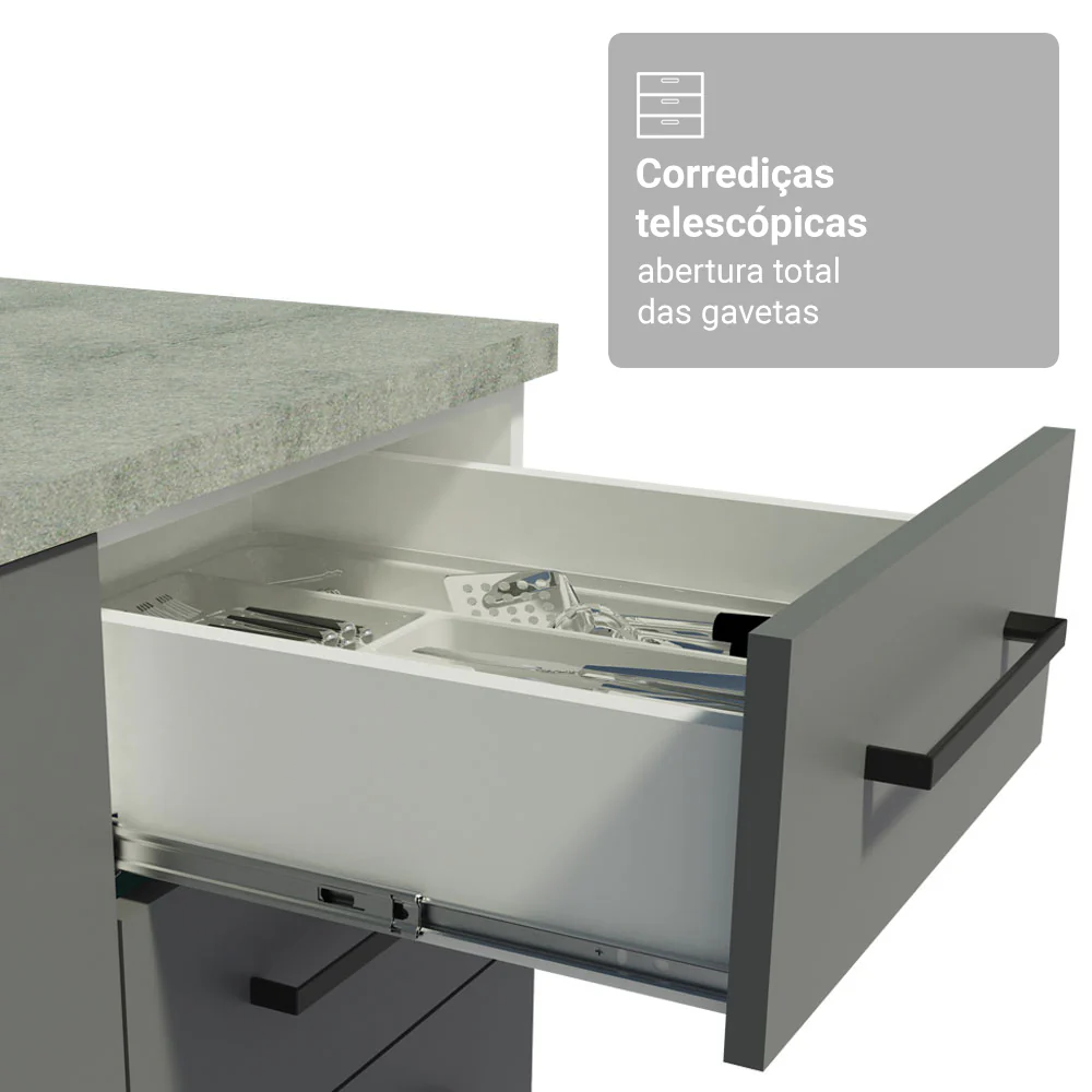 Armário de Cozinha Completa 340cm Branco/Cinza Agata Madesa 01 - Image 7