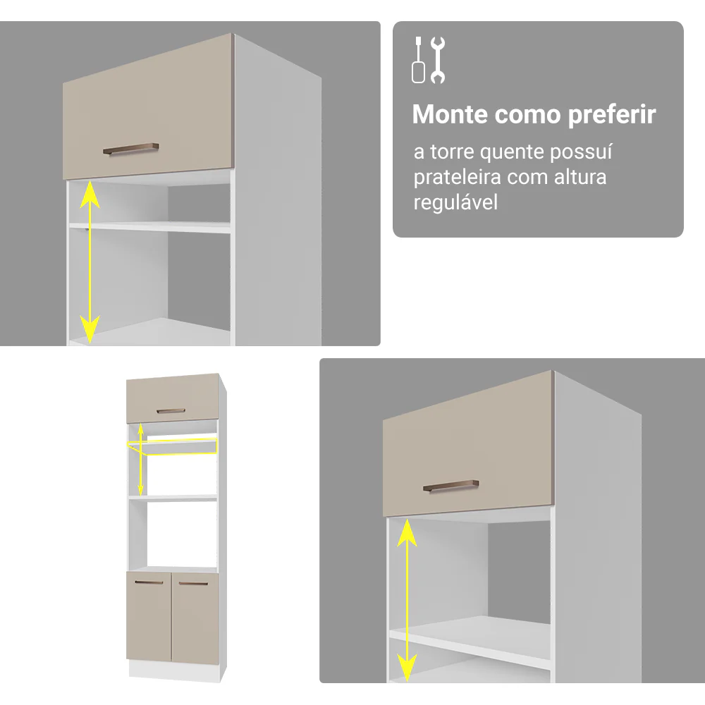 Armário de Cozinha Completa 340cm Branco/Crema Agata Madesa 01 - Image 10