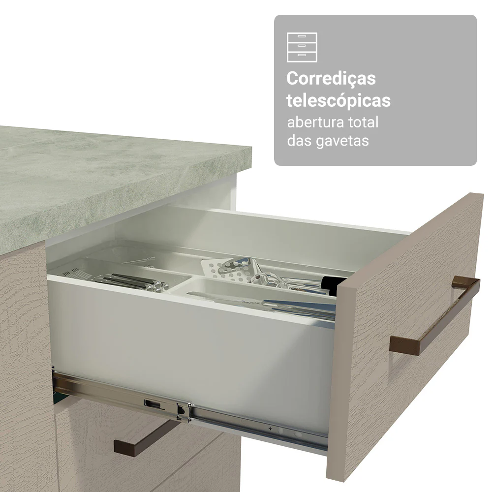 Armário de Cozinha Completa 340cm Branco/Crema Agata Madesa 01 - Image 7
