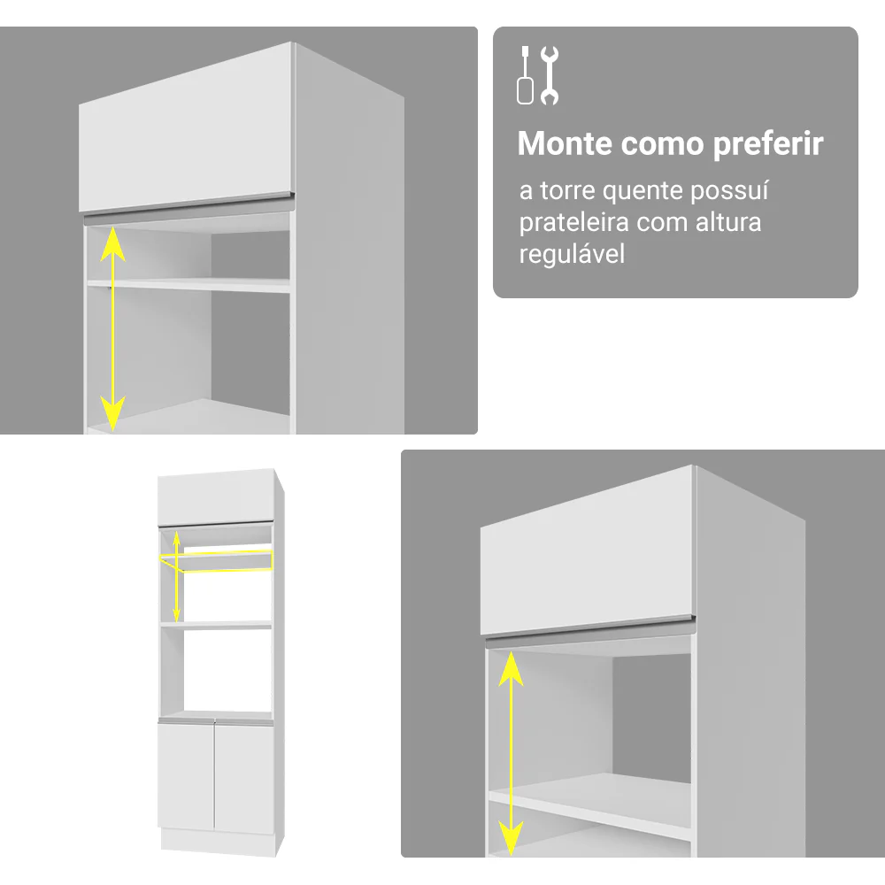 Armário de Cozinha Completa 340cm Branco Glamy Madesa 01 - Image 10