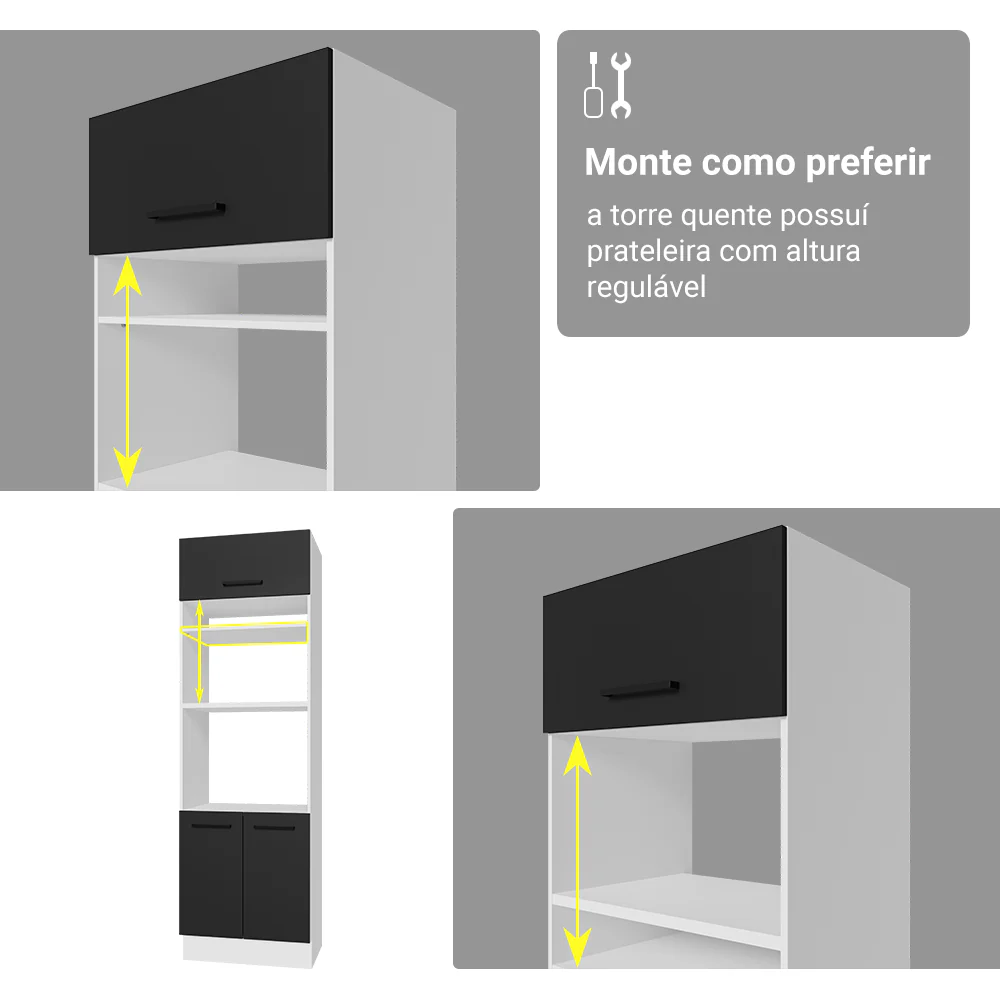Armário de Cozinha Completa 340cm Branco/Preto Agata Madesa 01 - Image 10