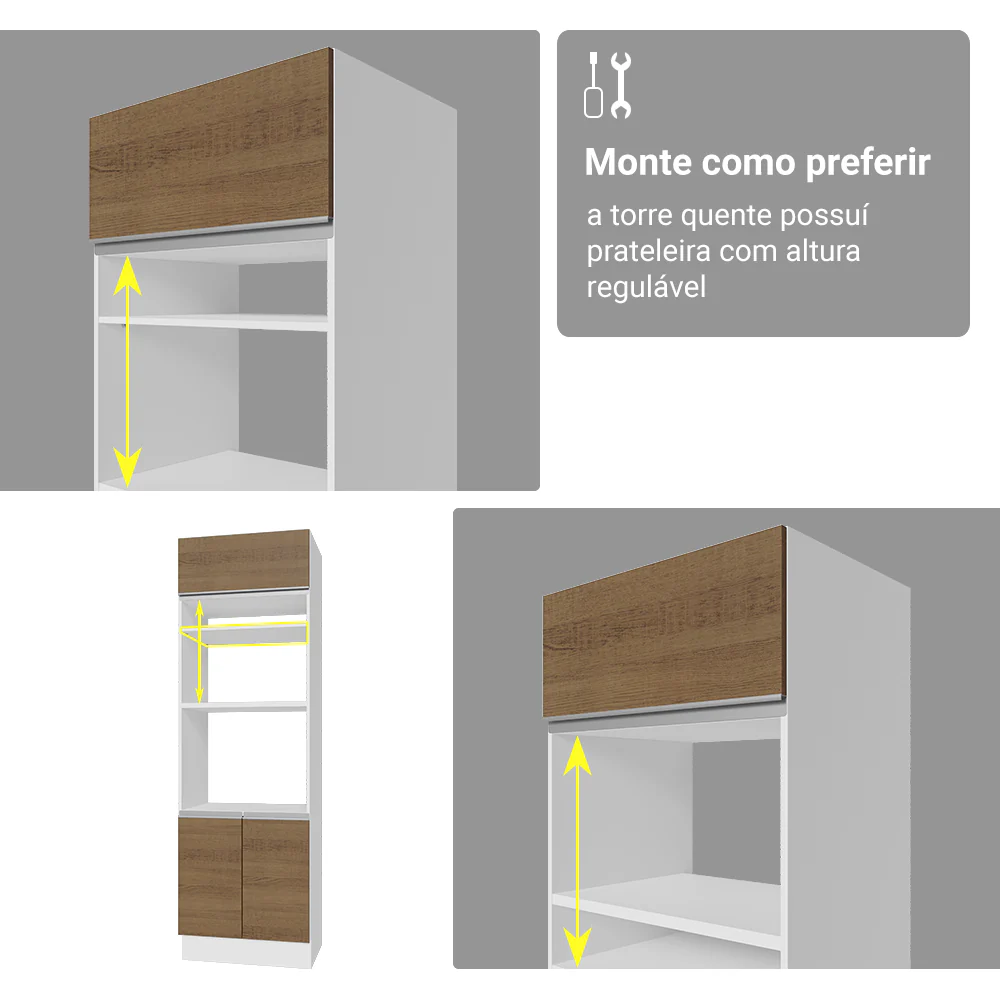 Armário de Cozinha Completa 340cm Branco/Rustic Glamy Madesa 01 - Image 10