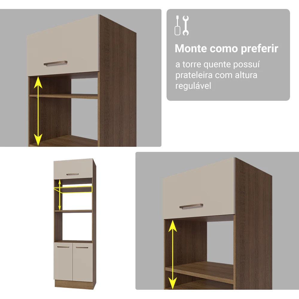 Armário de Cozinha Completa 340cm Rustic/Crema Agata Madesa 01 - Image 10