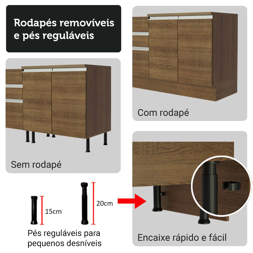Armário de Cozinha Completa 340cm Rustic Glamy Madesa 01 - Image 9
