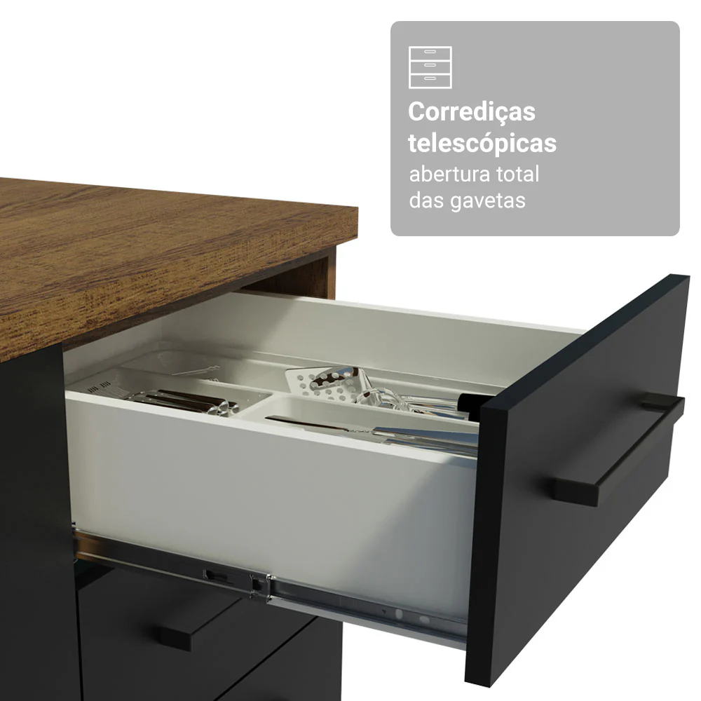Armário de Cozinha Completa 340cm Rustic/Preto Agata Madesa 01 - Image 7