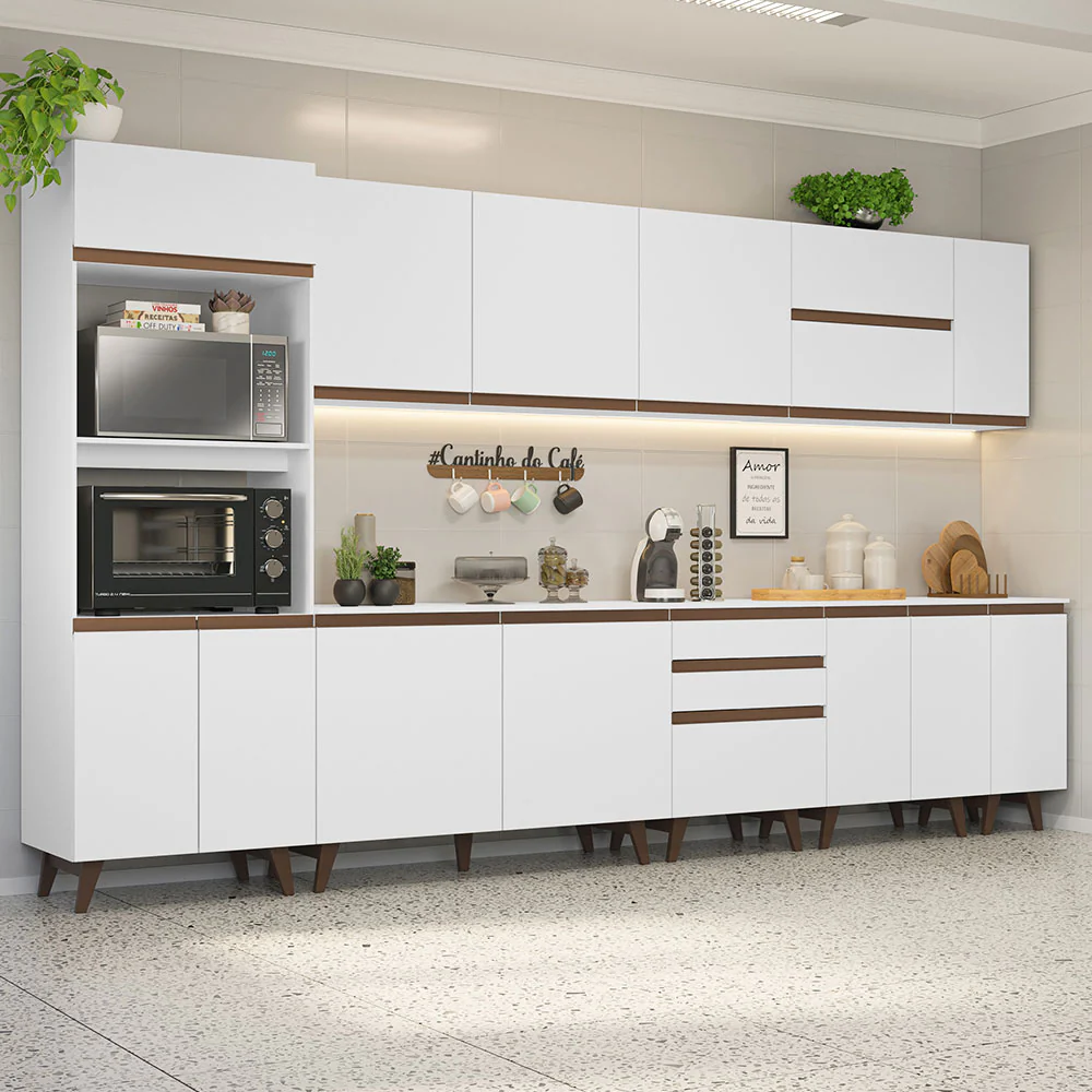Armário de Cozinha Completa 355cm Branco Reims da Sabrina Madesa