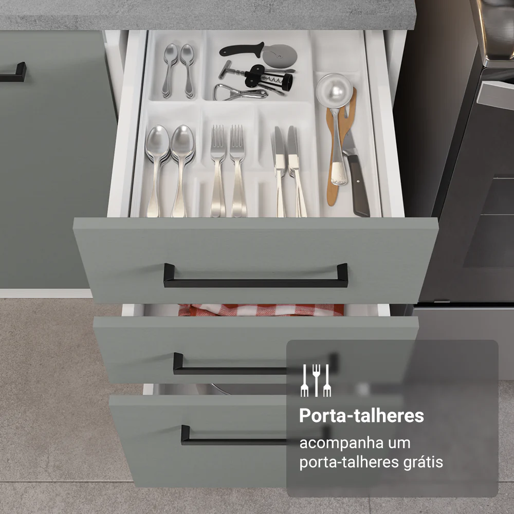 Armário de Cozinha Completa 549cm Branco/Cinza Agata Madesa 01 - Image 8