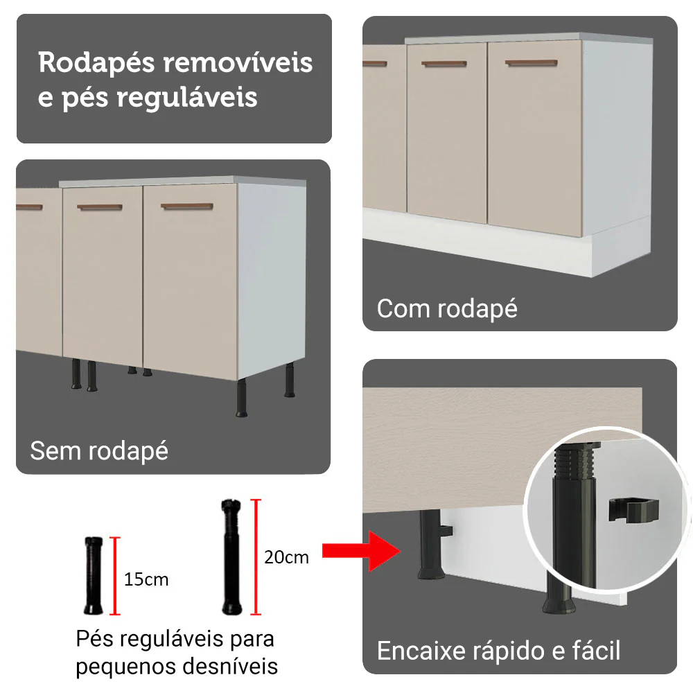 Armário de Cozinha Completa 549cm Branco/Crema Agata Madesa 01 - Image 10