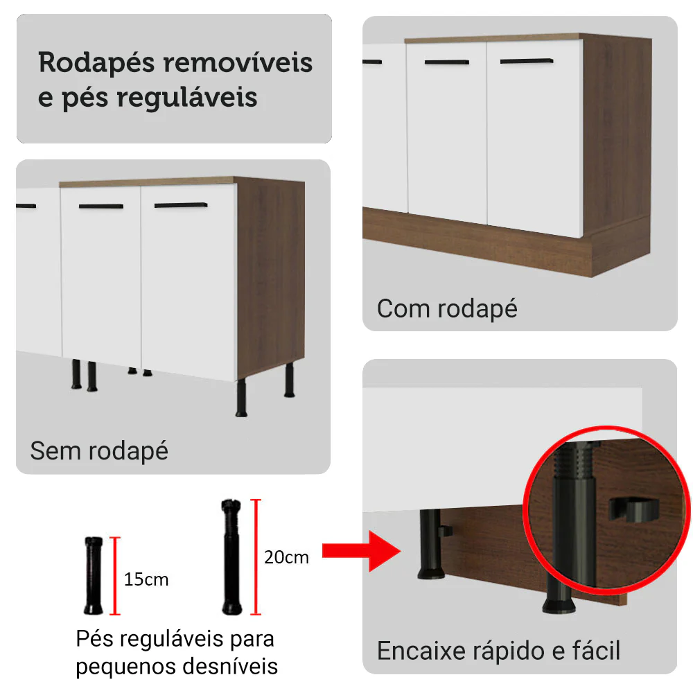 Armário de Cozinha Completa 549cm Rustic/Branco Agata Madesa 01 - Image 10