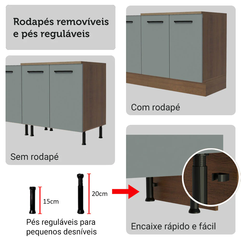 Armário de Cozinha Completa 549cm Rustic/Cinza Agata Madesa 01 - Image 10