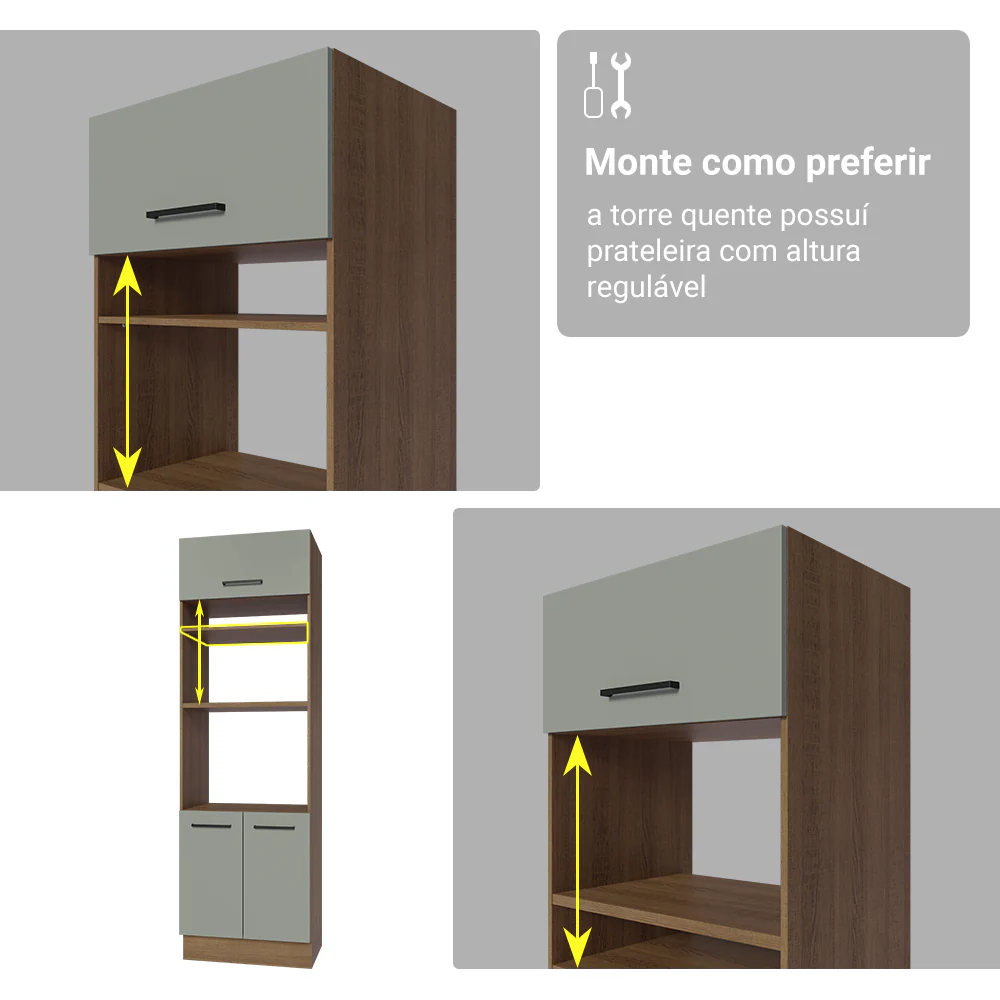 Armário de Cozinha Completa 549cm Rustic/Cinza Agata Madesa 01 - Image 9