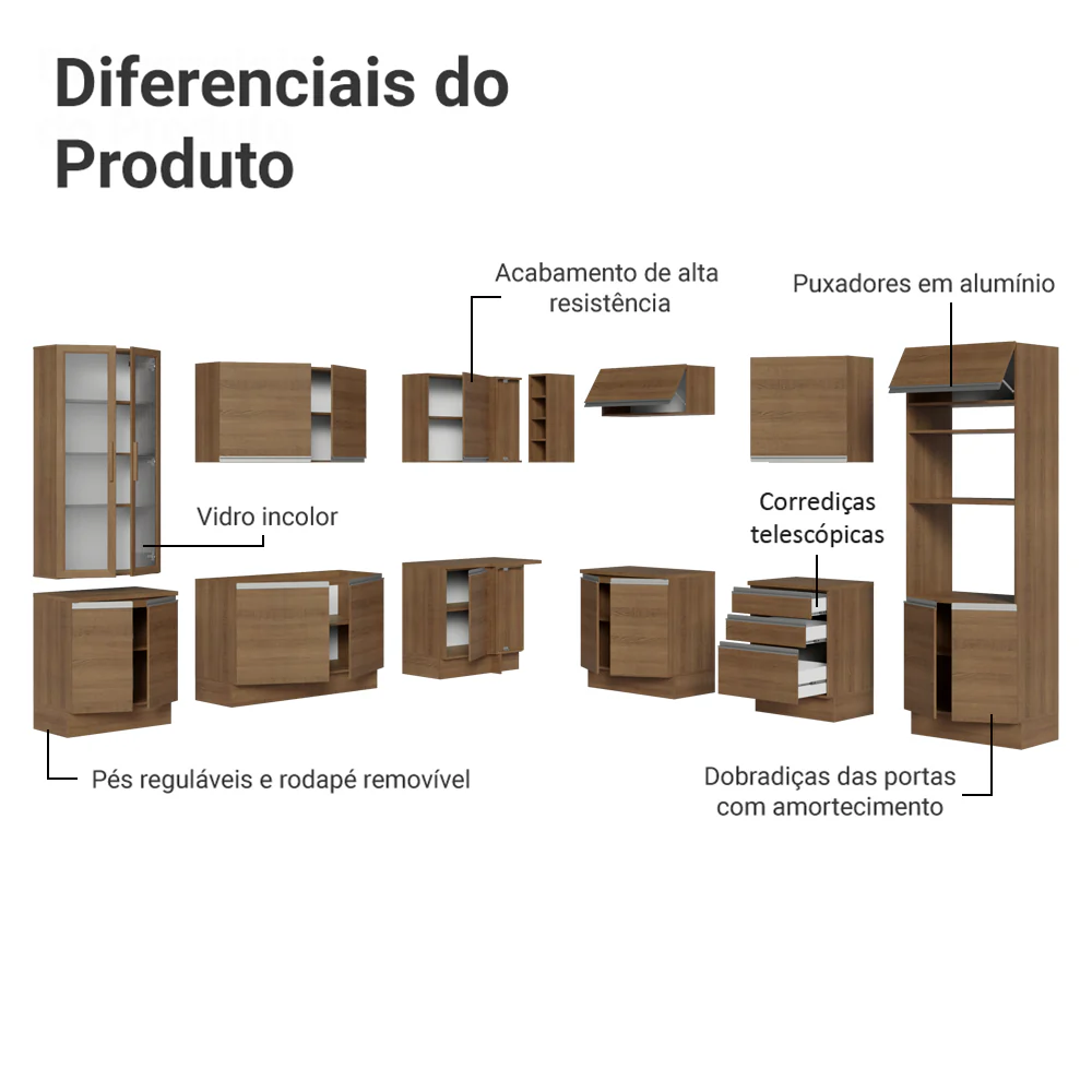Armário de Cozinha Completa 549cm Rustic Glamy Madesa 01 - Image 4
