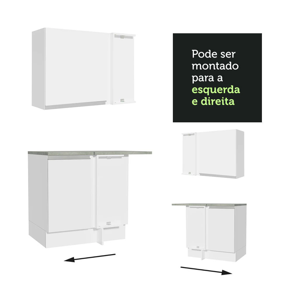 Armário de Cozinha Completa de Canto 349cm Branco Glamy Madesa 07 - Image 10