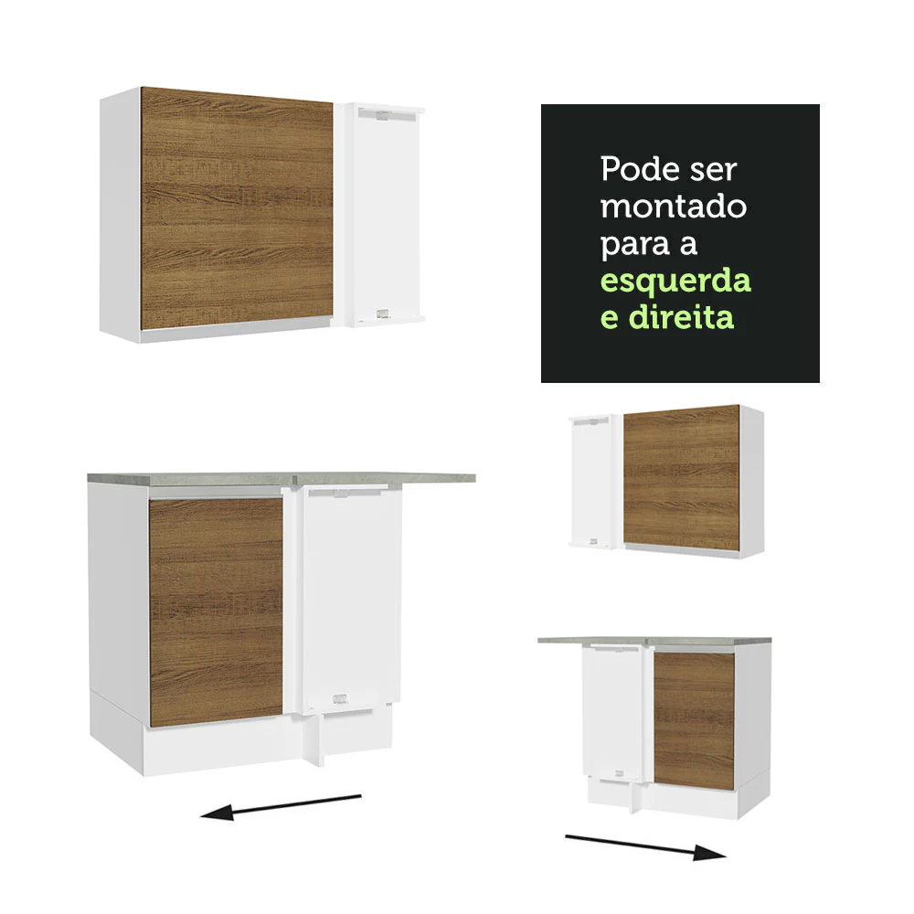 Armário de Cozinha Completa de Canto 349cm Branco/Rustic Glamy Madesa 07 - Image 10