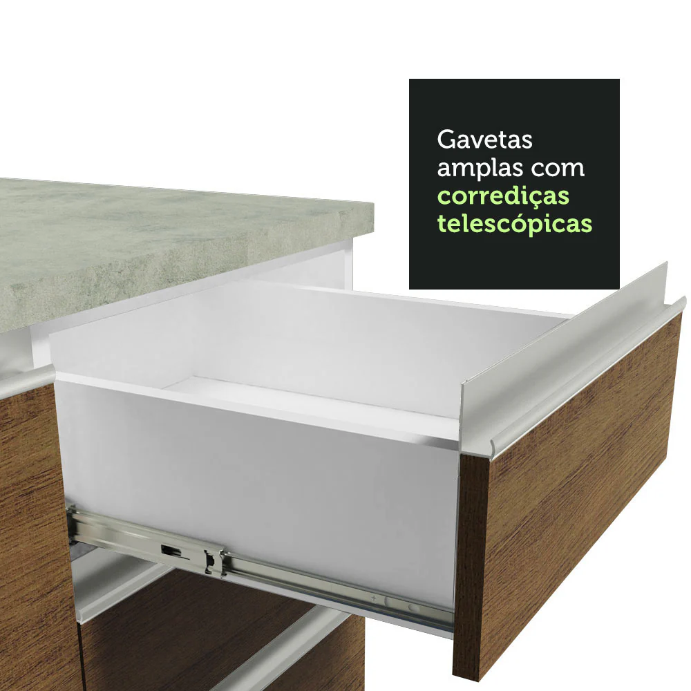 Armário de Cozinha Completa de Canto 349cm Branco/Rustic Glamy Madesa 07 - Image 8