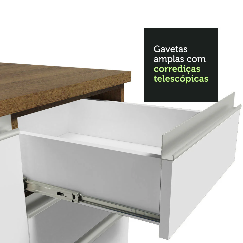 Armário de Cozinha Completa de Canto 349cm Rustic/Branco Glamy Madesa 06 - Image 8