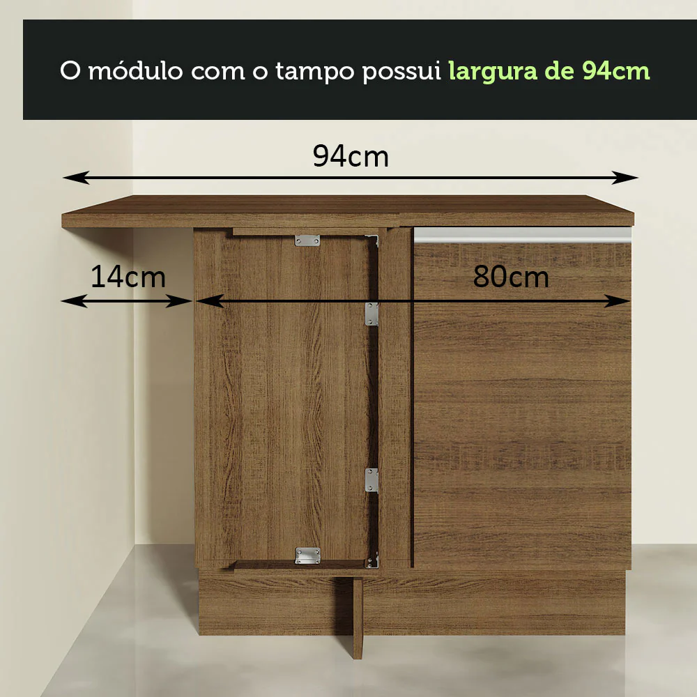 Armário de Cozinha Completa de Canto 349cm Rustic Glamy Madesa 06 - Image 9