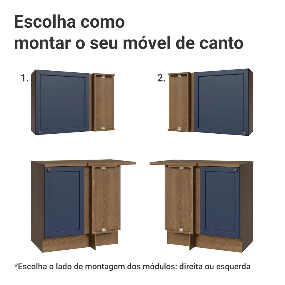 Armário de Cozinha Completa de Canto 399 cm Rustic/Azul Vik Madesa 01 - Image 9