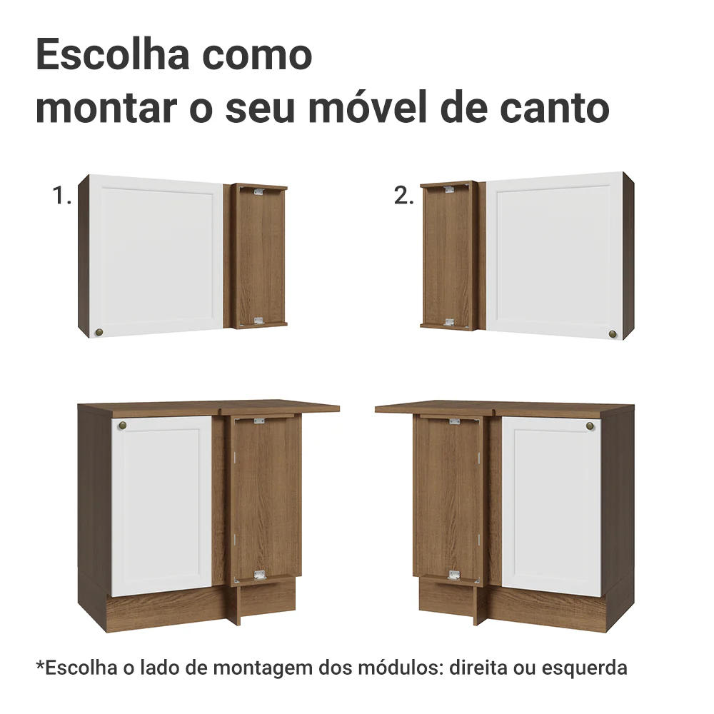 Armário de Cozinha Completa de Canto 399 cm Rustic/Branco Vik Madesa 01 - Image 9