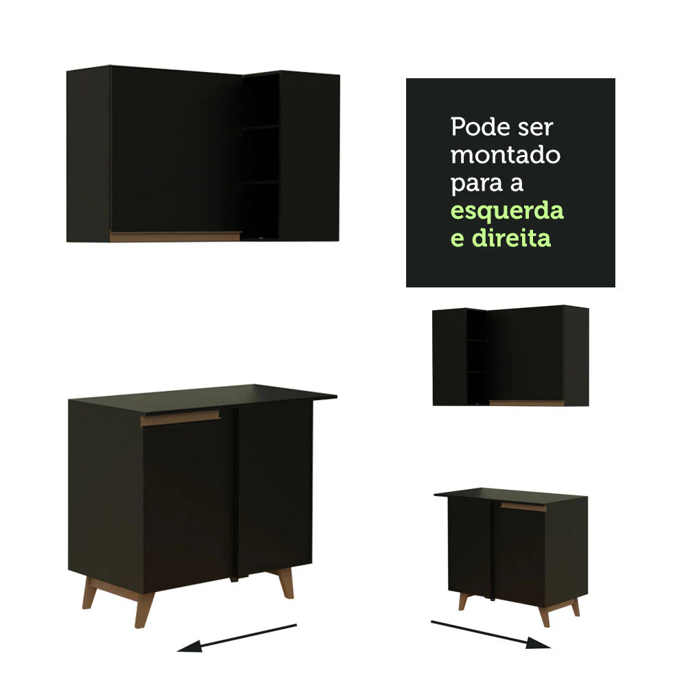 Armário de Cozinha Completa de Canto 462cm Preto Reims Madesa 03 - Image 9