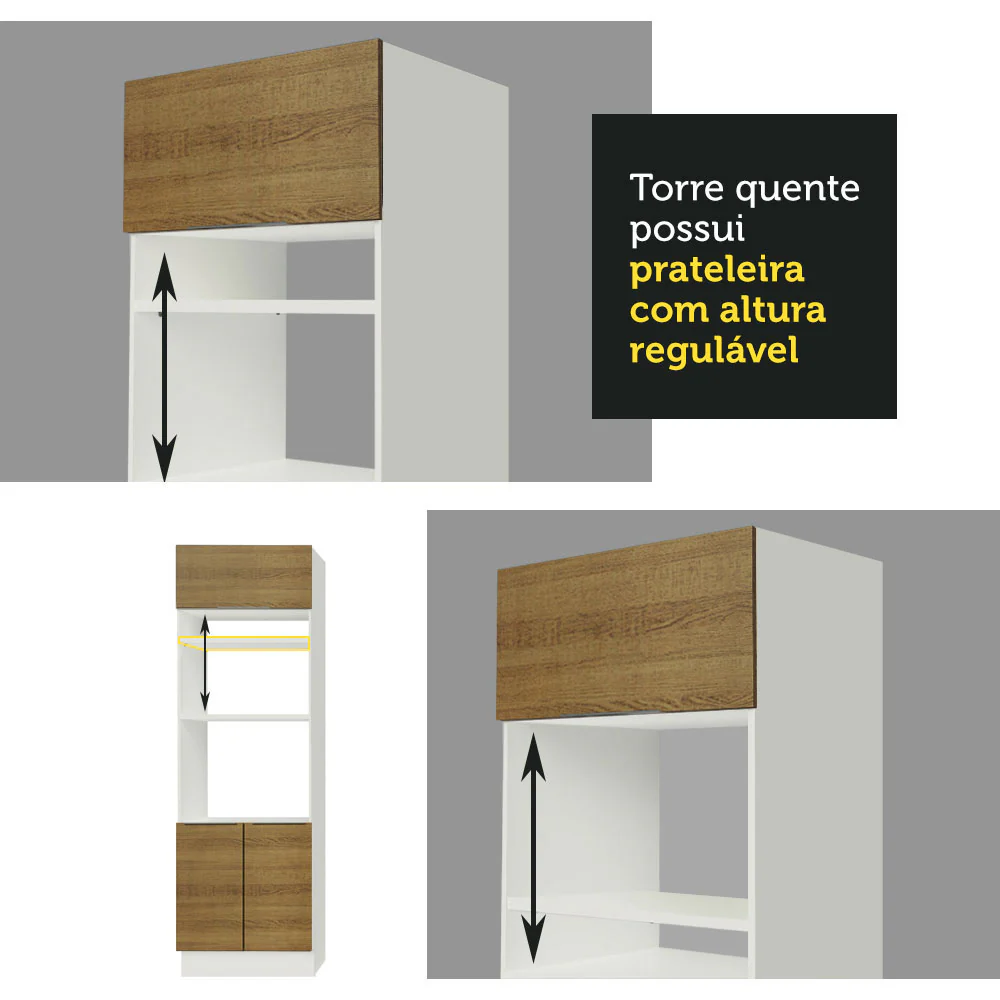 Armário de Cozinha Completa de Canto 499cm Branco/Rustic Stella Madesa 02 - Image 9