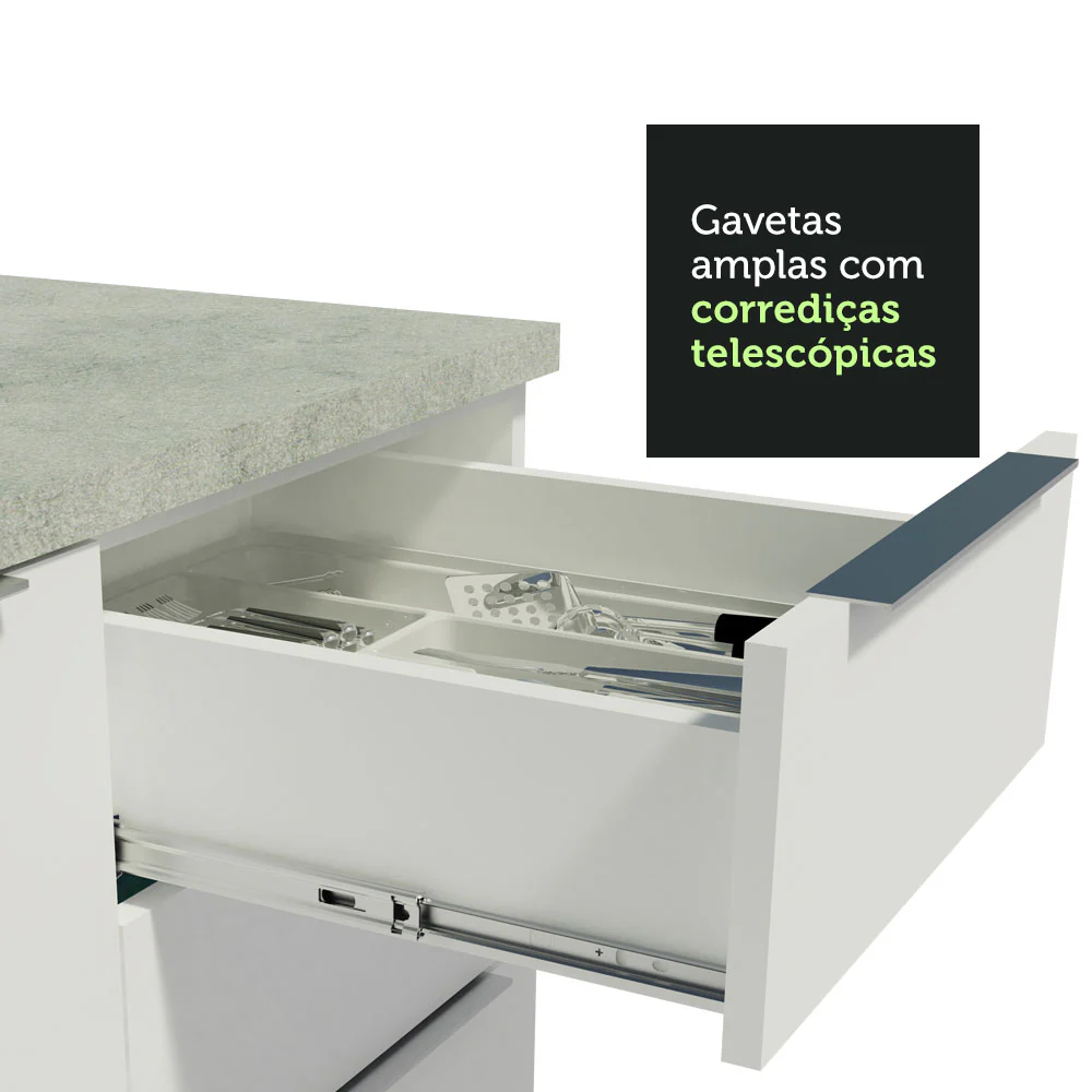 Armário de Cozinha Completa de Canto 499cm Branco Stella Madesa 01 - Image 7