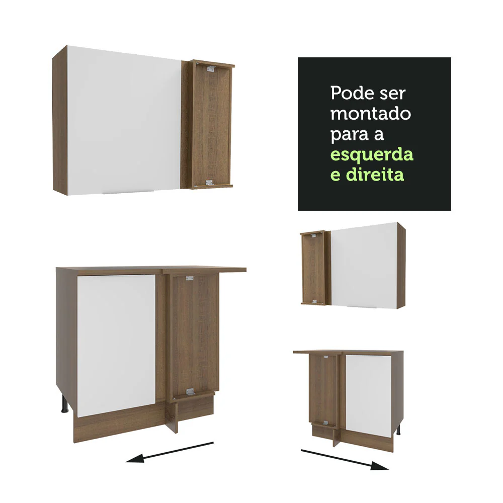Armário de Cozinha Completa de Canto 499cm Rustic/Branco Stella Madesa 02 - Image 8