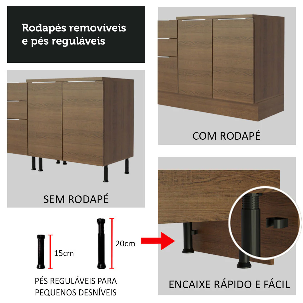 Armário de Cozinha Completa de Canto 499cm Rustic Stella Madesa 01 - Image 10