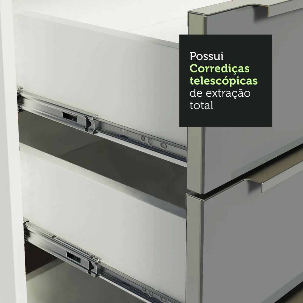 Armário de Cozinha Completa de Canto 546 x 60 cm Branco/Cinza Lux Madesa 05 - Image 6