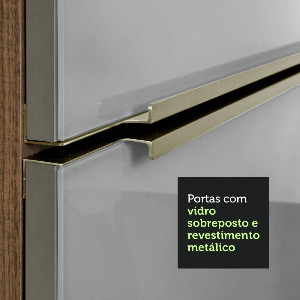 Armário de Cozinha Completa de Canto 546 x 60 cm Rustic/Cinza Lux Madesa 05 - Image 8