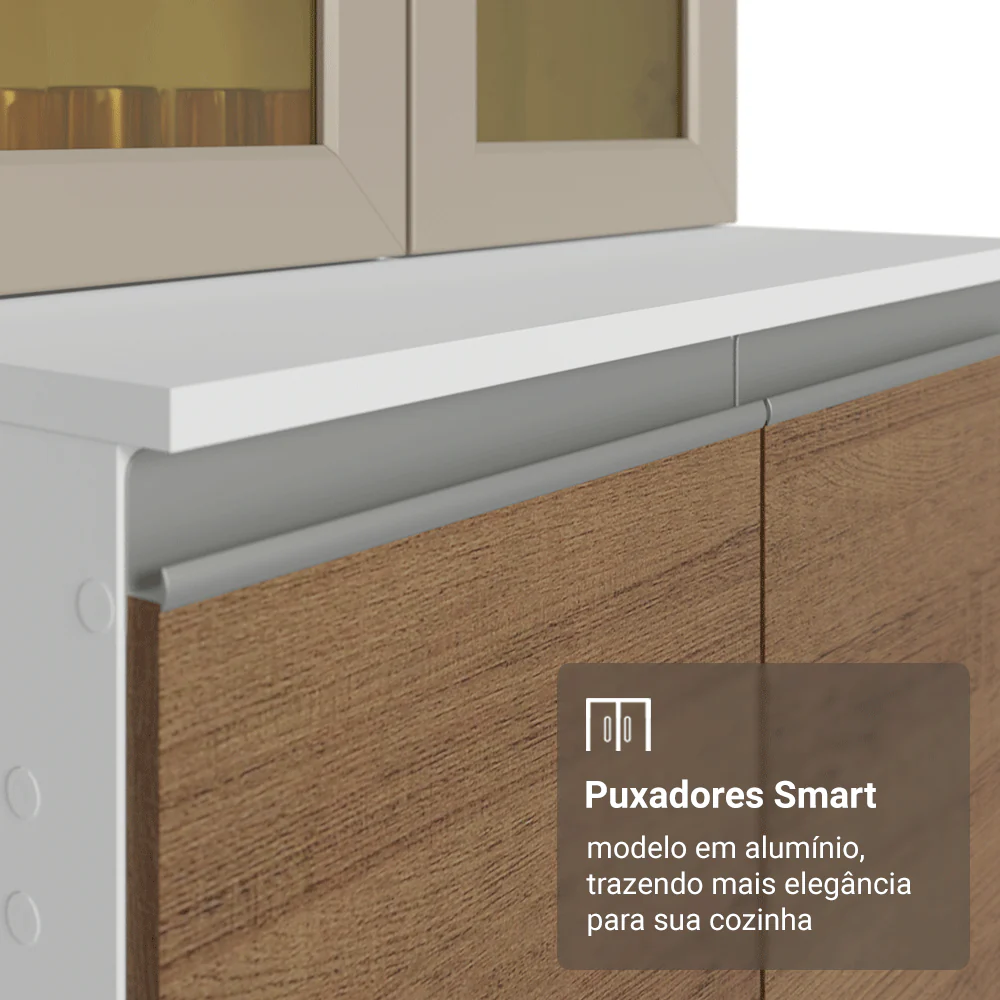 Armário de Cozinha Completa 100% MDF 240 cm Branco/Rustic/Crema Smart Madesa 01 - Image 7
