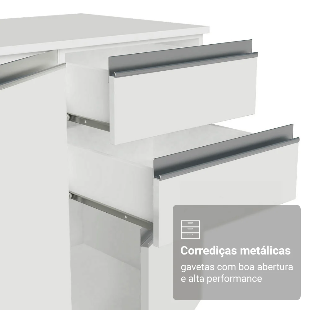 Armário de Cozinha Completa 100% MDF 310 cm Branco Smart Madesa 03 - Image 8