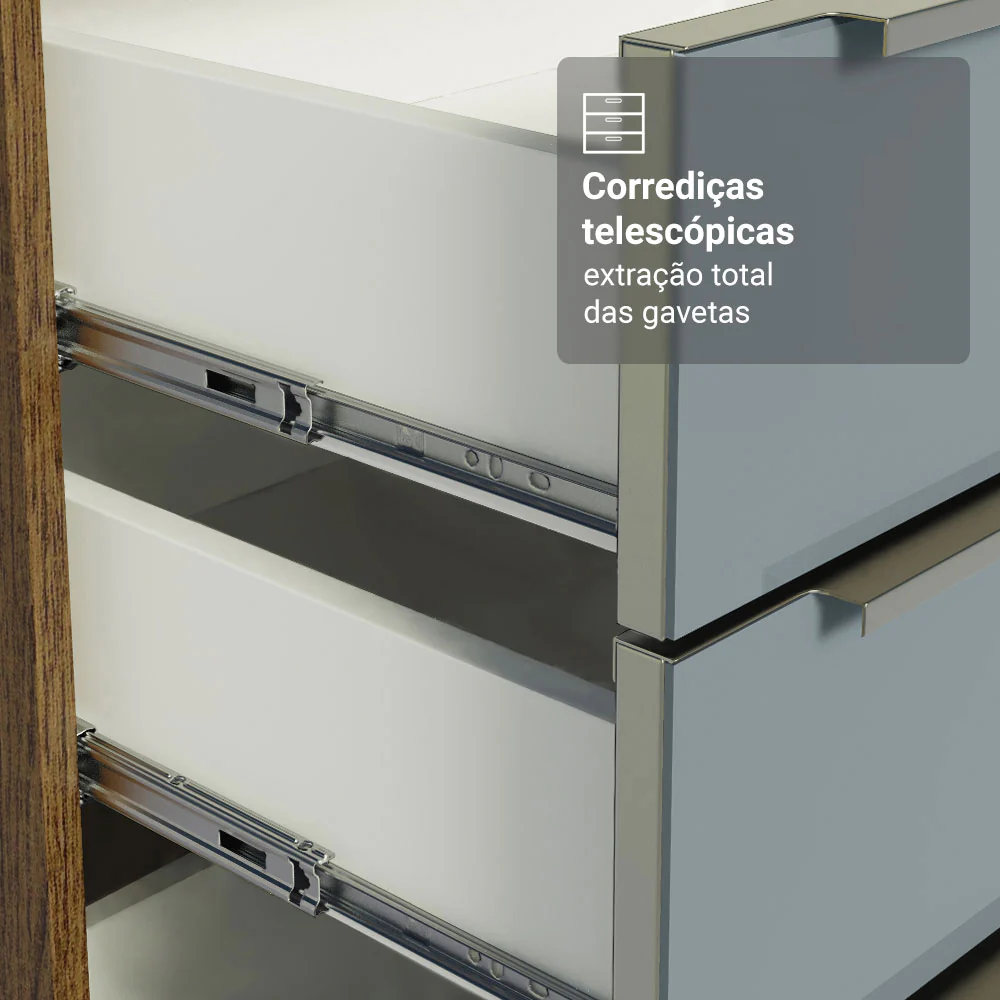 Armário de Cozinha Compacta 120 cm Rustic/Cinza Lux Madesa 01 - Image 6