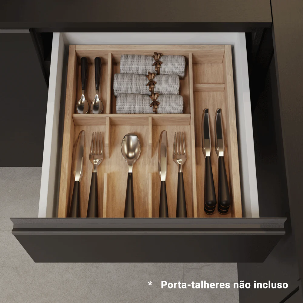 Armário de Cozinha Compacta 180 cm Preto Nice Madesa 01 - Image 9