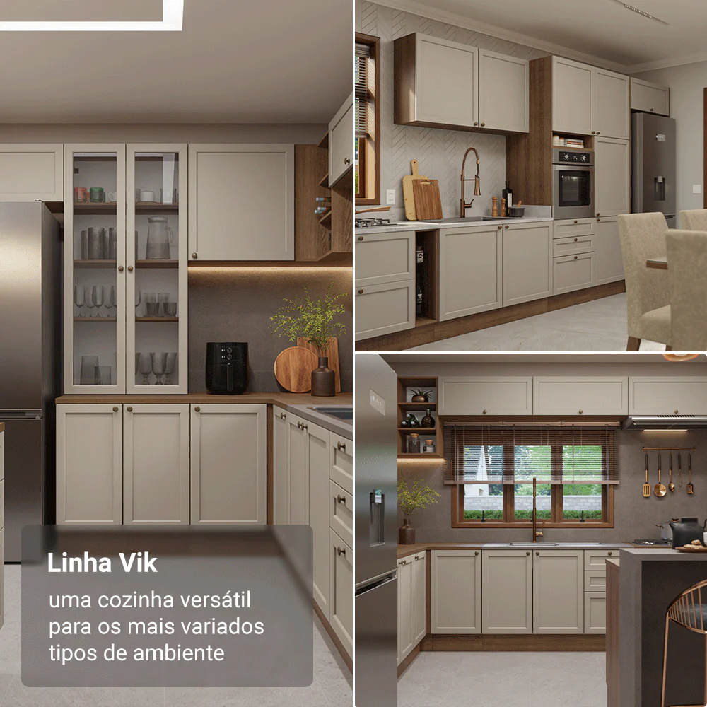 Armário de Cozinha Compacta 180 cm Rustic/Crema Vik Madesa 01 - Image 5