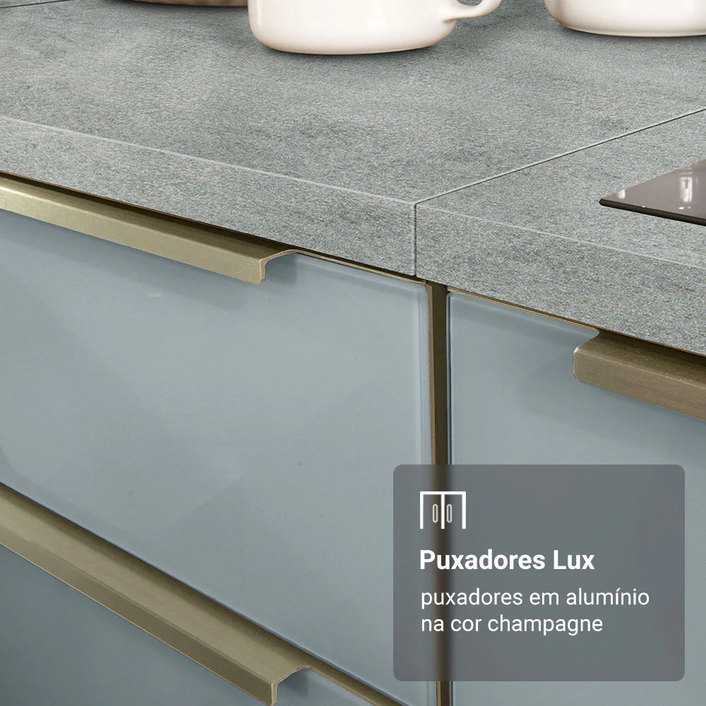 Armário de Cozinha Compacta 200 cm Branco/Cinza Lux Madesa 07 - Image 7