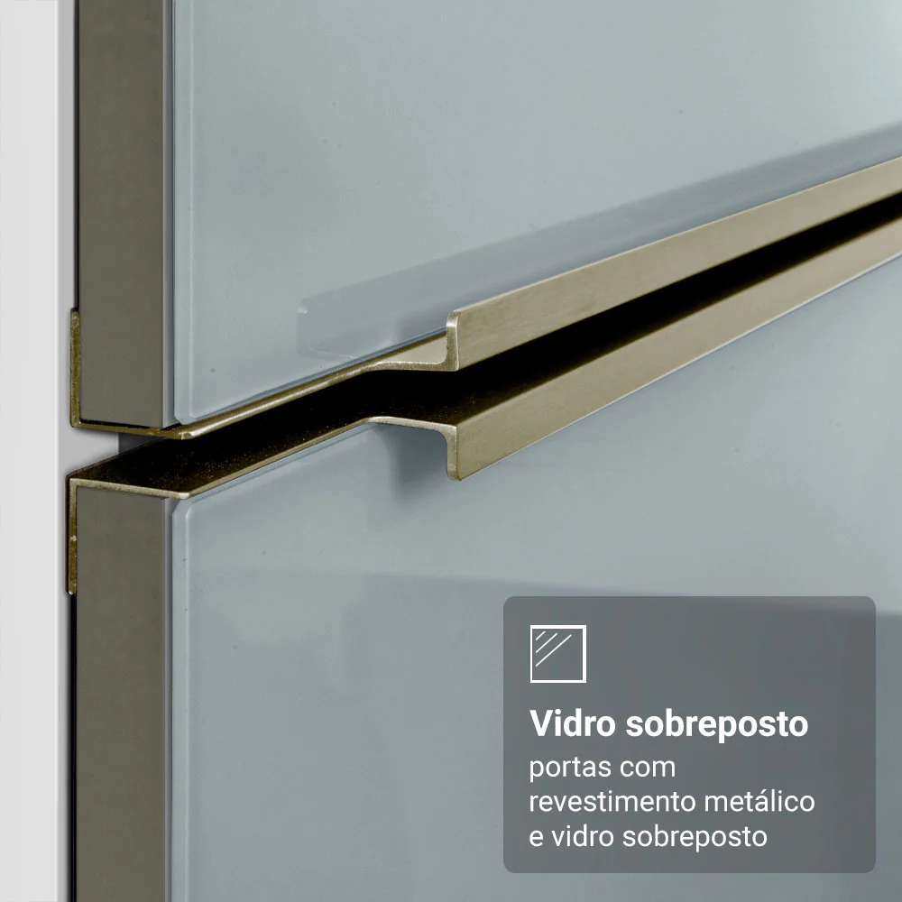Armário de Cozinha Compacta 200 cm Branco/Cinza Lux Madesa 07 - Image 8