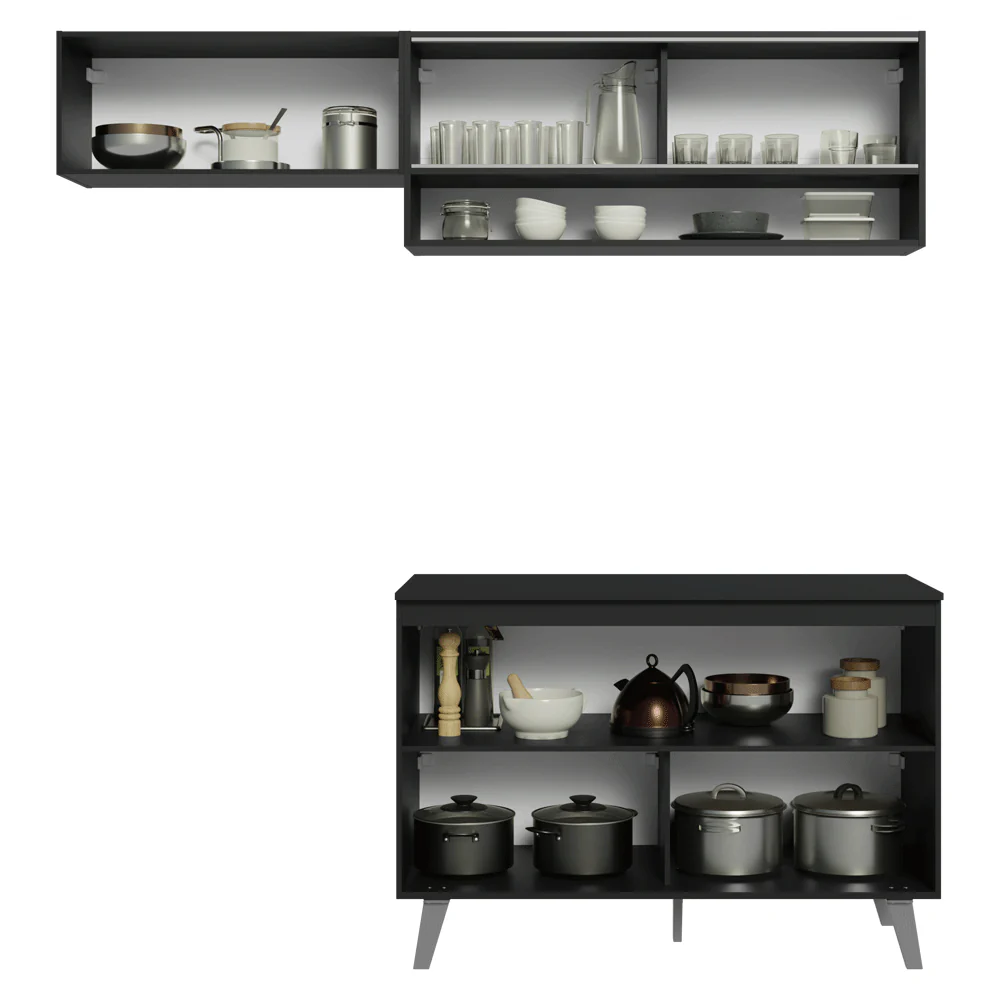 Armário de Cozinha Compacta 200 cm Preto Nice Madesa 10 - Image 12