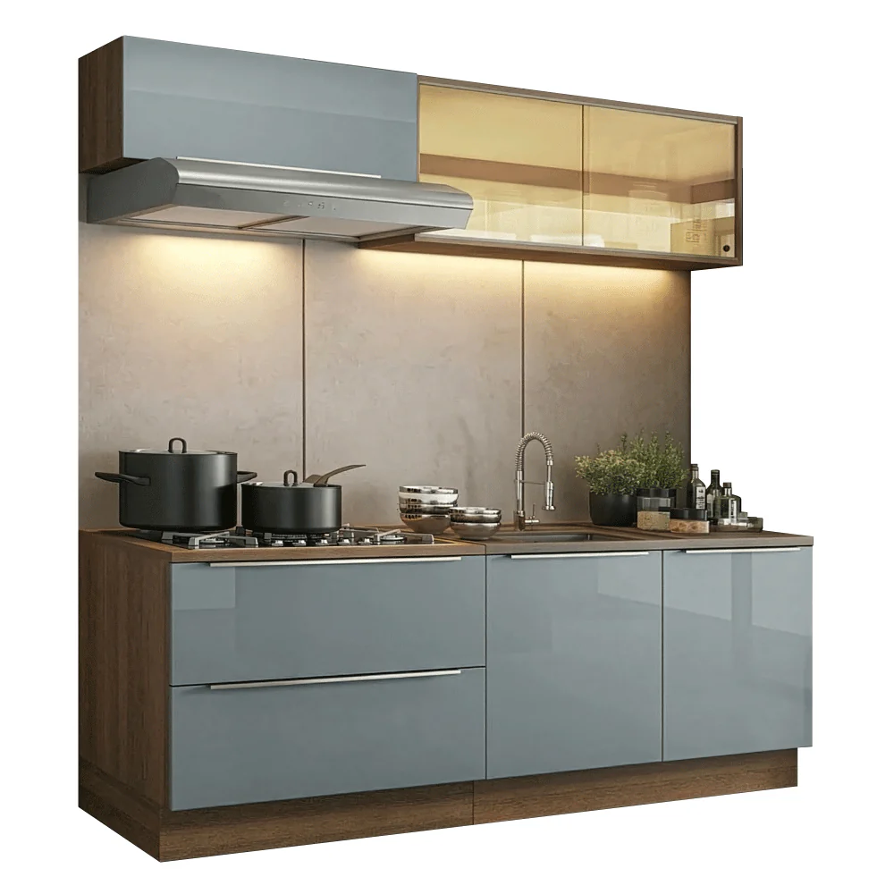 Armário de Cozinha Compacta 200 cm Rustic/Cinza Lux Madesa 07 - Image 2