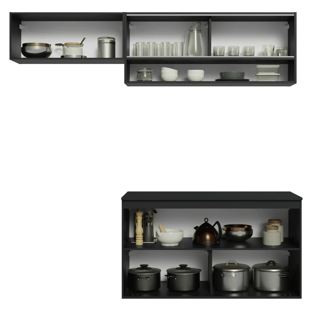 Armário de Cozinha Compacta 200 cm Suspenso Preto Nice Madesa 07 - Image 11