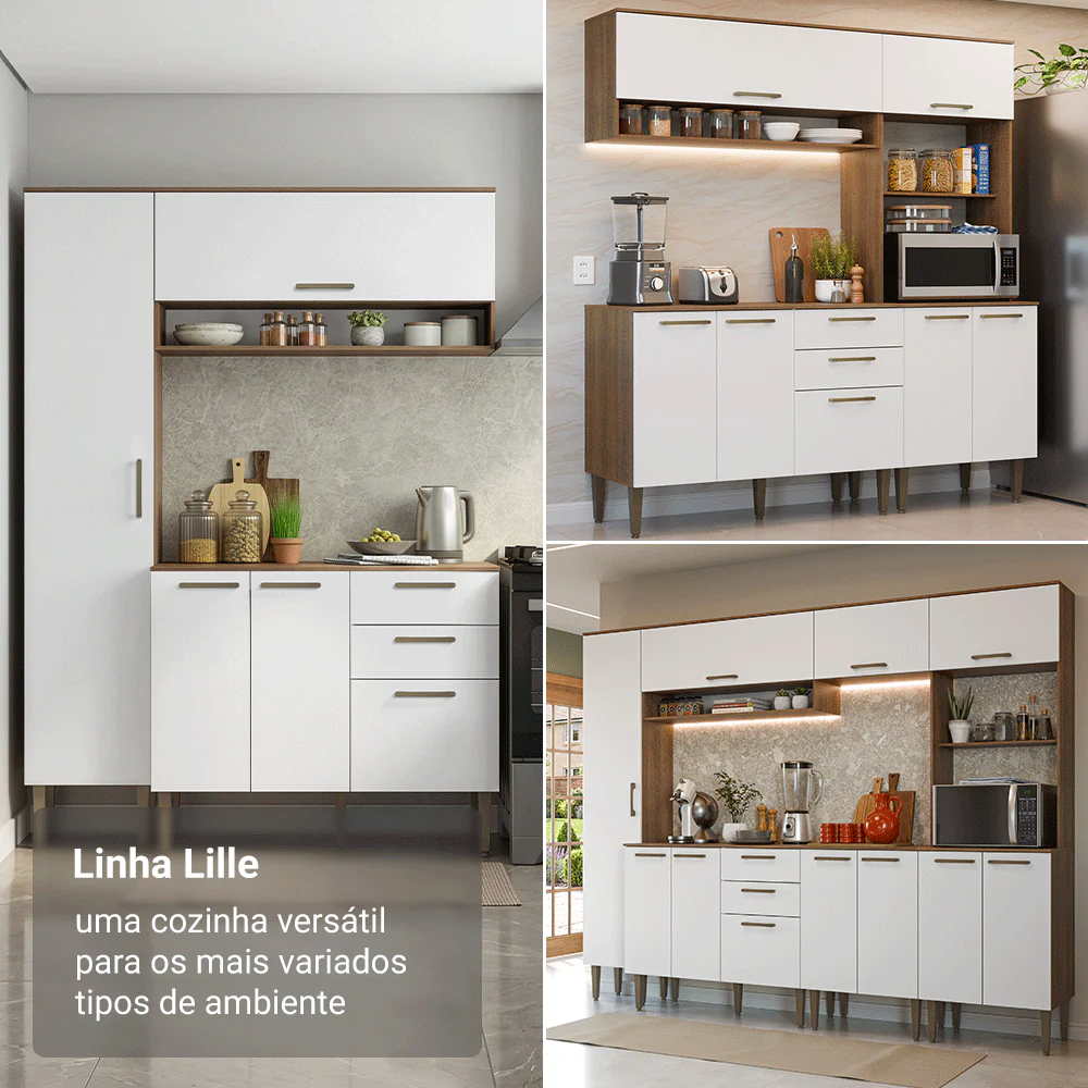 Armário de Cozinha Completa Lille 165 cm Rustic/Branco Madesa 01 - Image 5