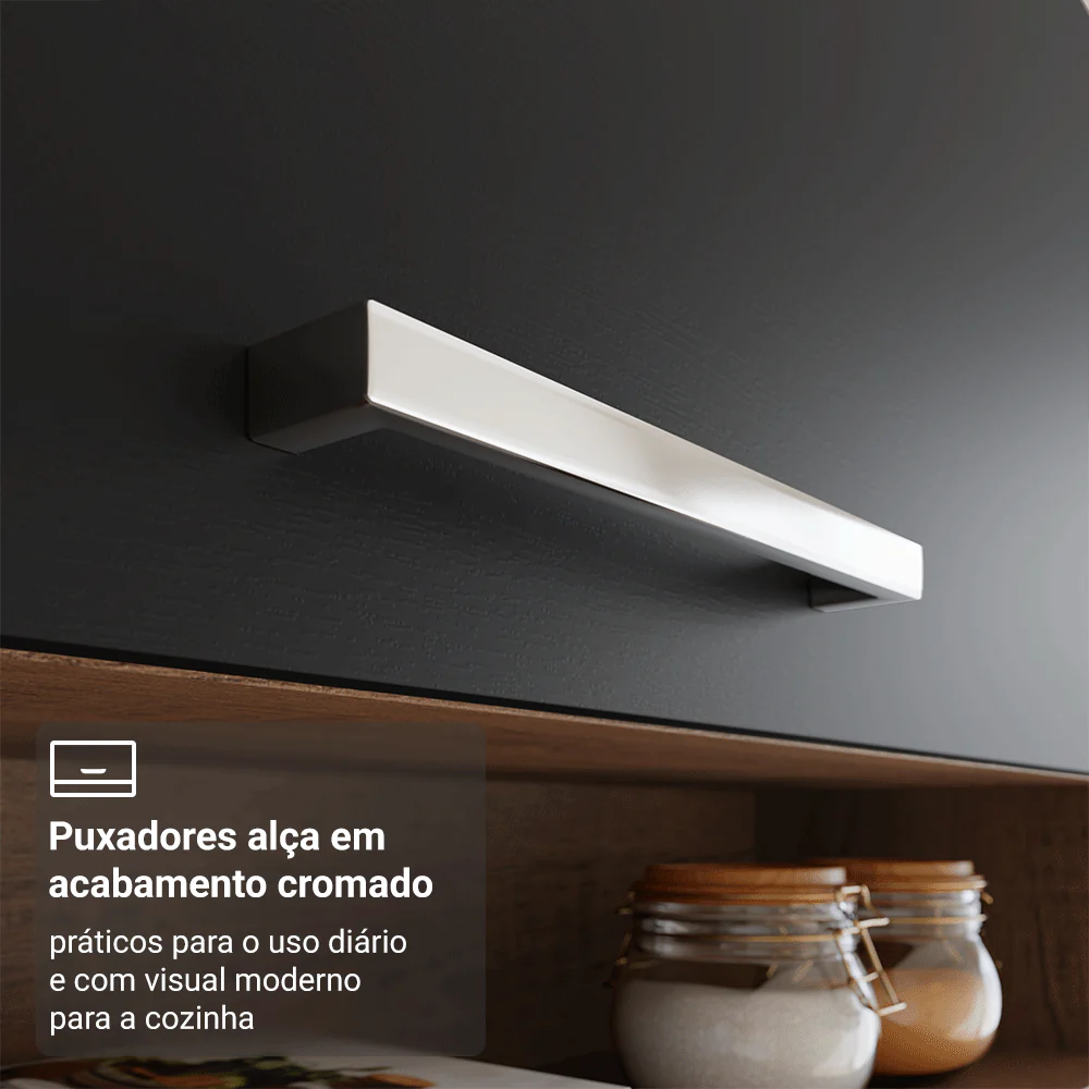 Armário de Cozinha Completa 220 cm Rustic/Preto Deli Madesa 01 - Image 6