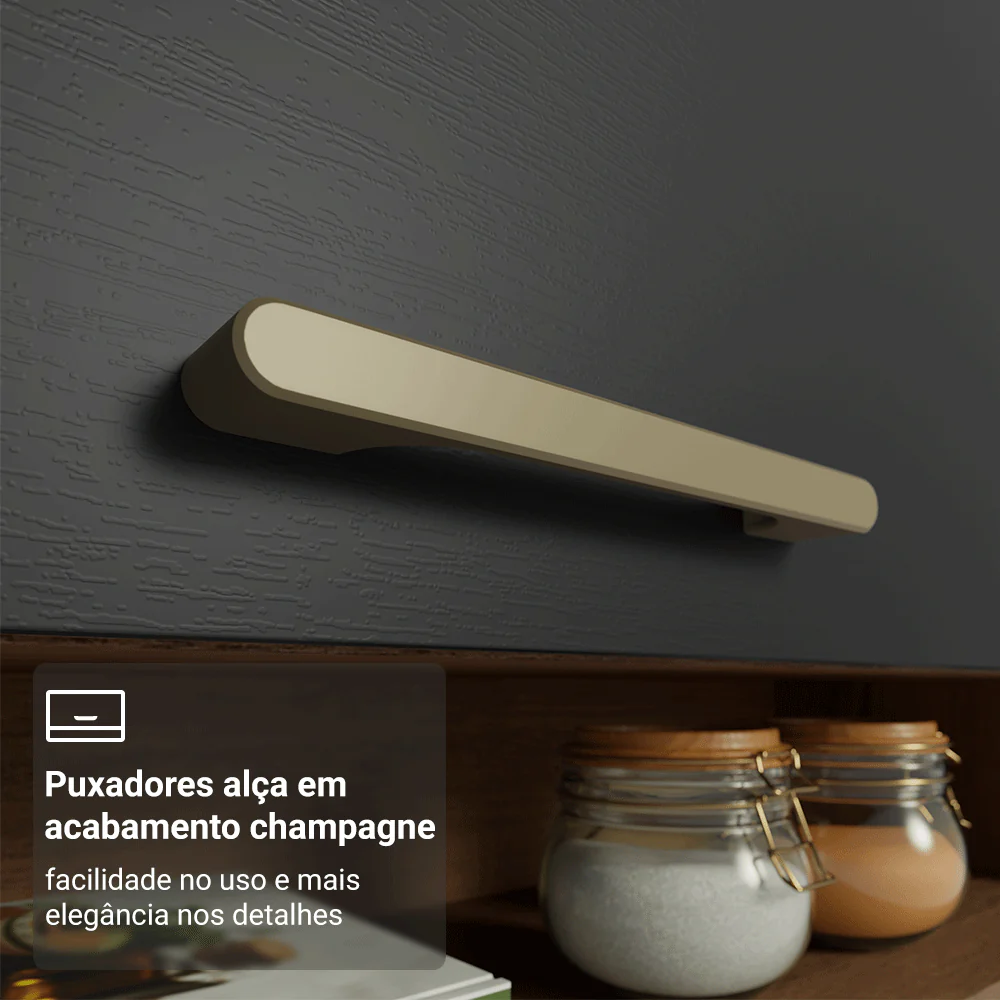 Armário de Cozinha Completa 245 cm Rustic/Preto Lille Madesa 01 - Image 6
