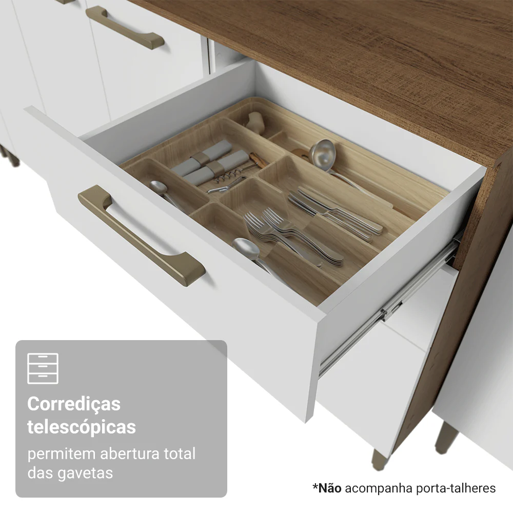 Armário de Cozinha Completa 265 cm Rustic/Branco Lille Madesa 01 - Image 7